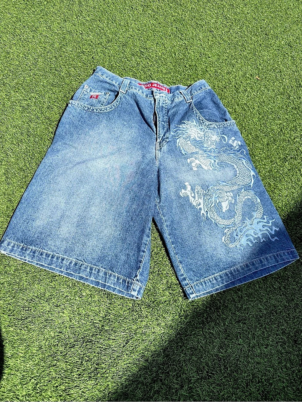 JNCO JEANS Men's Dragon Graphic Denim Shorts Like New